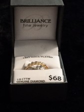 Brilliance Sterling Silver 14KT Gold-plated 1/6 CTTW Genuine Diamond Ring Size 7