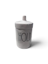 Rae Dunn  HOLD  Jar Container Ceramic w/ Lid 6  Tall Glossy White Farmhouse