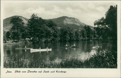 Ansichtskarte Jena Blick vom Paradies auf Saale Kernberge Ruderboote  (Nr.9763)