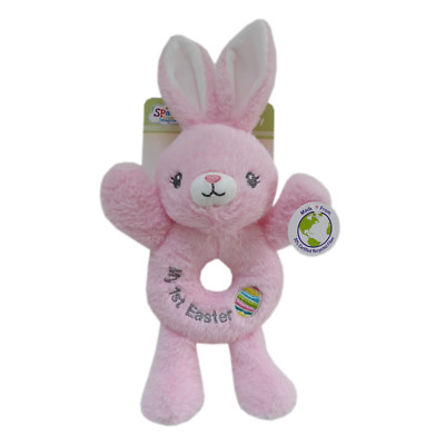 Spark Create Imagine 9.5'' Bunny Rattle Plush My First Easter Pink NEW WITH TAG