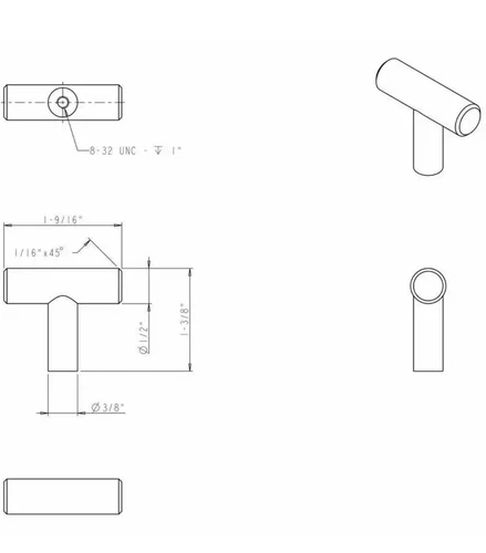 10 NEW Elements “Naples” T-Shaped Matte Black Cabinet Knobs - 1-9/16 Inches - Picture 4 of 4