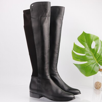 Michael Kors Womens Bromley Riding Boot Size Tall Black Leather