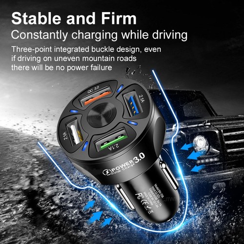 4 USB Ports Car Charger Adapter LED Display QC 3.0 Charging Accessori New E0 - Picture 11 of 13
