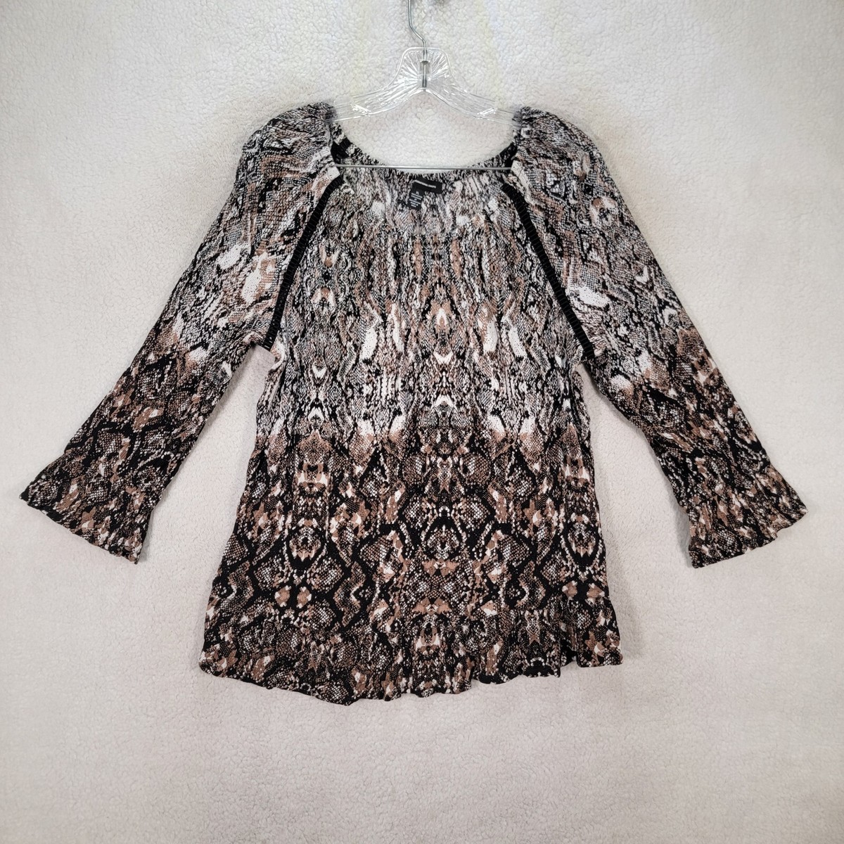 INC Brown Snake Print Off Shoulder Flared Tunic Womens Top Boho