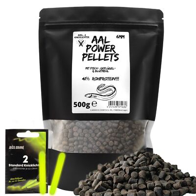 Aal Power Pellets inkl. Knicklichter Lockfutter für Aale Aalangeln Lockstoff