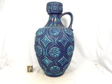 Well shaped 60's Bodo Mans design BAY "relief" ceramic pottery vase 77 45