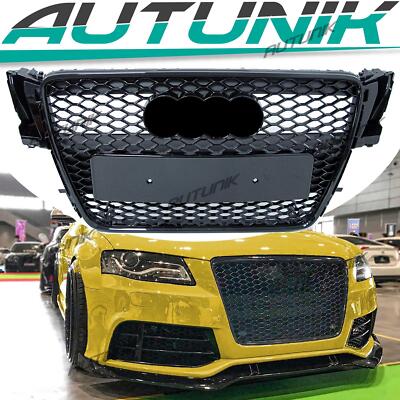 For 2009 2010-2012 Audi A5 S5 B8 8T Honeycomb Black Grill RS5 Style