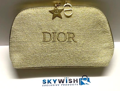 NEW DIOR Beauty Gold & Cream Make-up & Cosmetics Bag, Pouch w/Zip