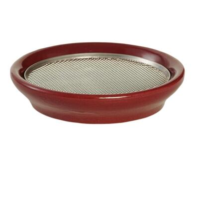 Eschenfelder Kressesieb aus Edelstahl, Keramikschale 12cm - weinrot