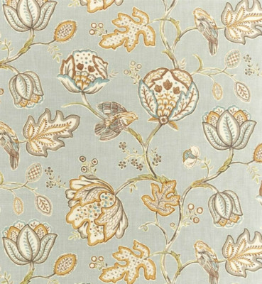 William Morris Gardinen/Uph Stoff 'THEODOSIA' 2,1 Meter (210cm) GRAU 100% LEINEN