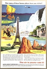 Vintage 1957 Original Print Ad Full Page - United Airlines The Sky Is Yours
