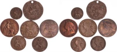 1852-1899 Großbritannien,Kanada Token Farthing, Penny,Half Penny Victoria, s-ss