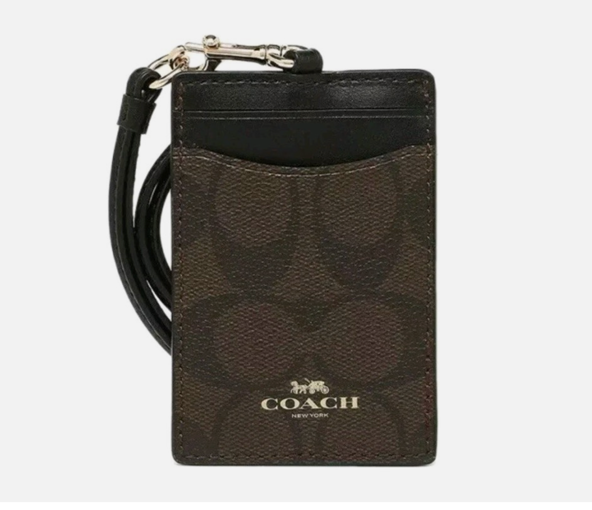 NEW Coach ID Badge Lanyard Card Holder Signature Canvas Brown