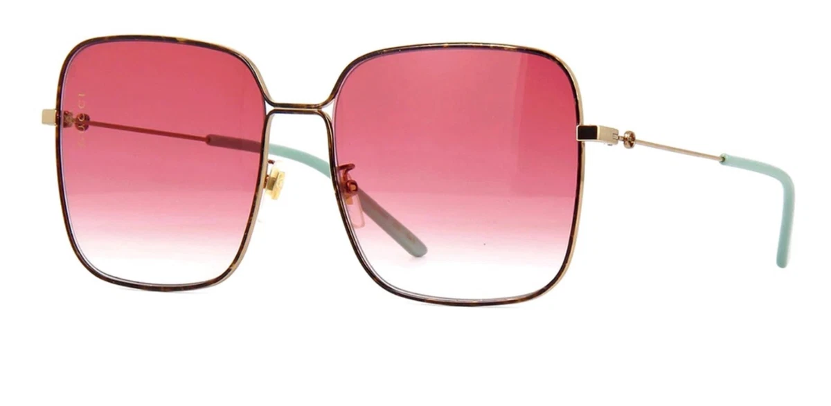 New GUCCI GG0443S 003 60mm Gold Havana Square Oversized Sunglasses Italy