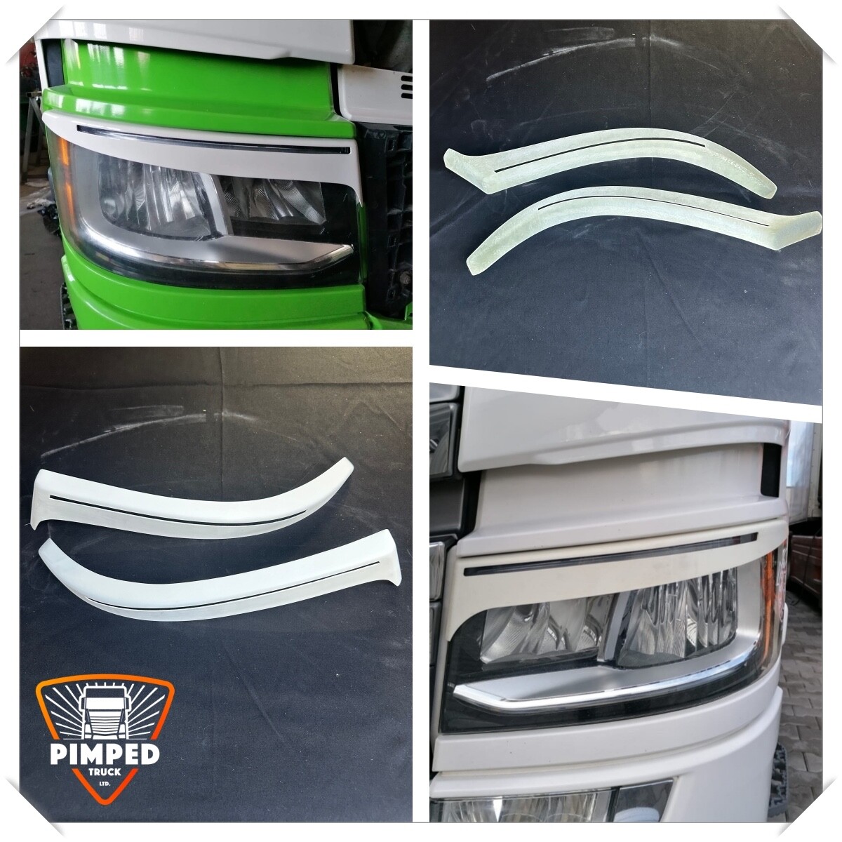 SCANIA S R P G NEW GENERATION EYEBROWS FOR XENON HEADLAMP R & L (PAIR) 2017 -.