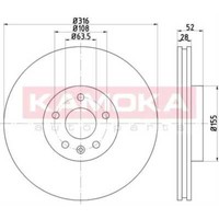 Kamoka 2X Bremsscheibe Vorne Ø316 Mm BelüFtet FüR Ford S-Max WA6 2.2 Tdci 2.5