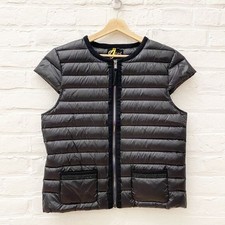 Cotes Of London || Cap Sleeve Down Puffer Vest Crystal Trim Black Noir Large