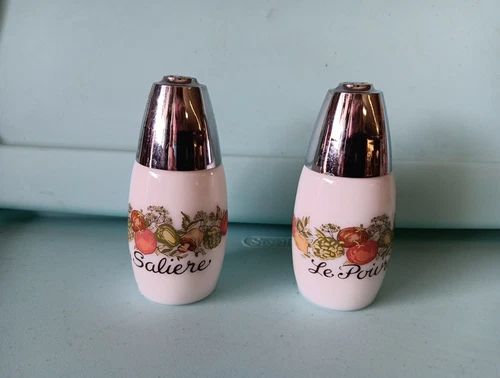 Vintage Gemco Milk Glass Salt & Pepper Shakers French La Saliere & Le Poivrier