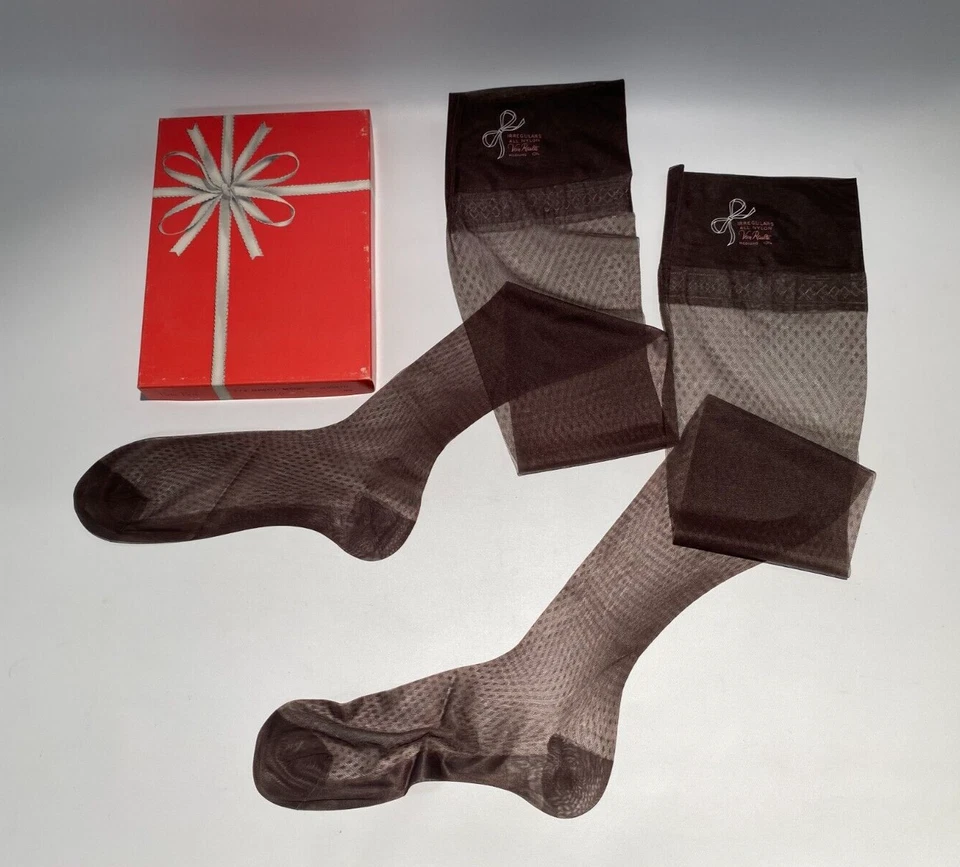 1双复古尼龙长袜9英寸x29英寸Van Raalte钻石平底RHT性感 — 第 4/4 张图片