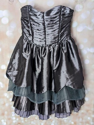 silver homecoming dress short Cute V Neck Ruffle Grey Lace Prom Dress, Gray Lace Homecoming Dress, S –  abcprom main image 0