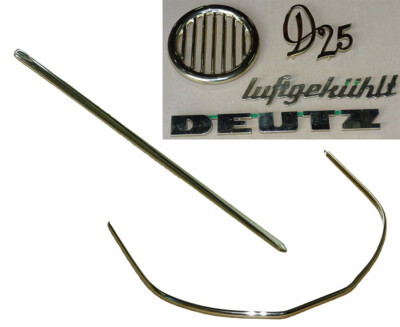 2x Zierleiste + messing Embleme für Deutz D25 Traktor Motorhaube Haubenleiste