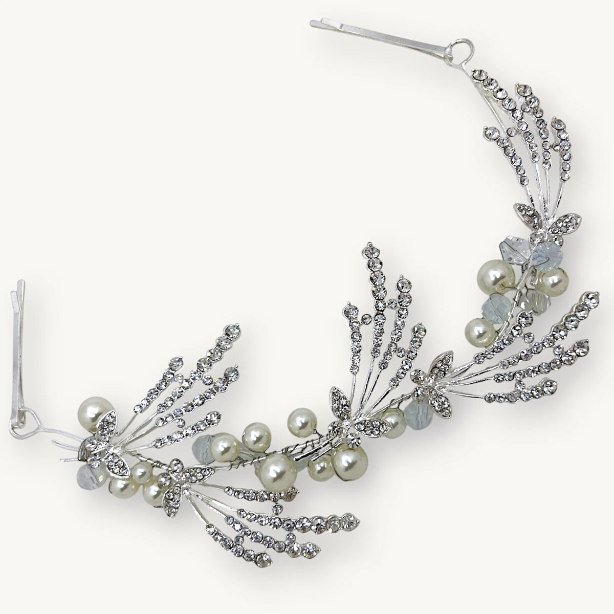 Bridal Floral butterfly hair comb pair, silver tone metal, used. Butterfly Silver Hair Hair Combs for Women for sale | eBay main image 3