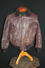 RARE VINTAGE 1950'S HERCULES SHEEPSKIN LINED HEAVY BROWN LEATHER JACKET SIZE LG