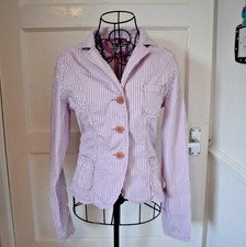 Striped Blazer Thin Size Medium By Roxy Paradise 100% Cotton