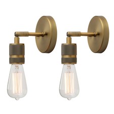 Set of 2 Vintage Industrial Metal E27 Bare Lampholder Sconce Wall Lights