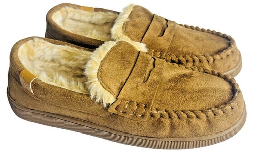 Mens Dunlop Moccasin Slippers Memory Foam Faux Fur Lined Comfort Loafers - Picture 3 of 12