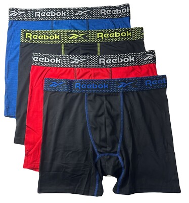 REEBOK MEN'S PACK 4 - MULTI COLOR - MEDIUM - UNDERWEAR X4 BOXER BRIEFS
