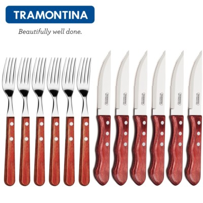 TRAMONTINA   Churrasco JUMBO-Steakmesser-Gabel-Set 12tlg. Grillen BBQ Besteckset