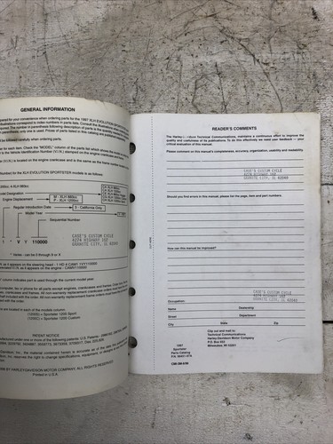 1997 Harley Davidson Sportster Motorcycle Parts Catalog PN 99451-97A - Picture 7 of 12