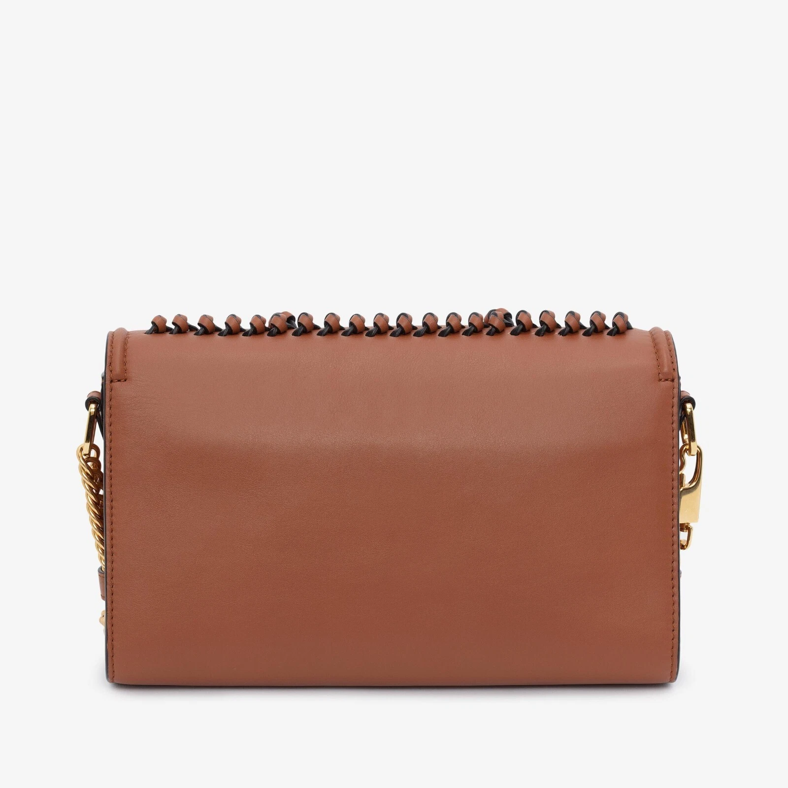 Alexander McQueen The Story Borsa a mano marrone annodata manico catena NUOVA