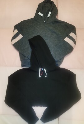 Mädchen Cropped Hoody Paket Alter 9-10 Street Dance Hoodie Pullover Set schwarz grau 