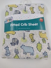 Crib Fitted Sheet White Bears Owls Fox Trees Gentle Steps Cotton Blend Brand New