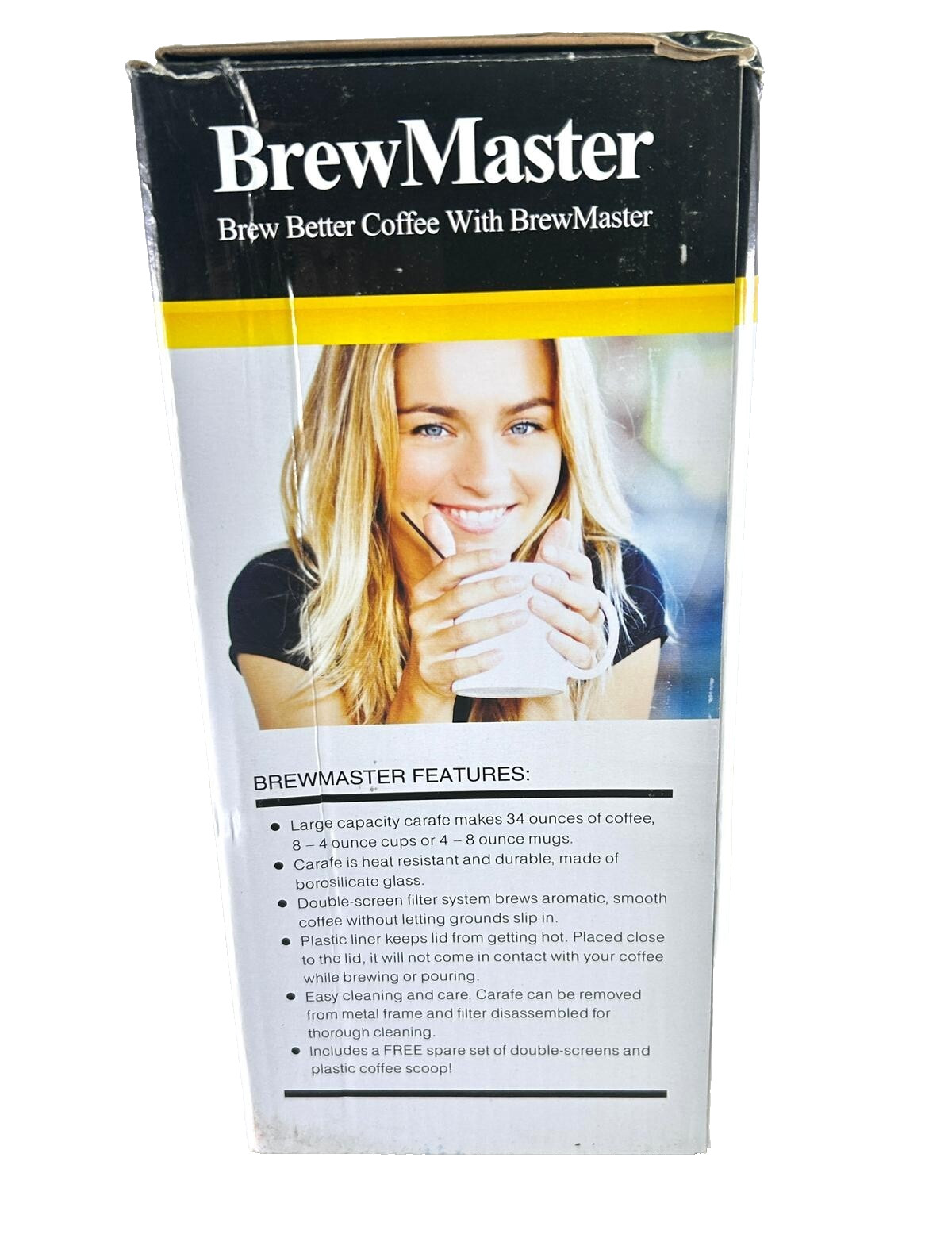BrewMaster French Press Double Screen Filter Coffee & Tea Maker 34oz