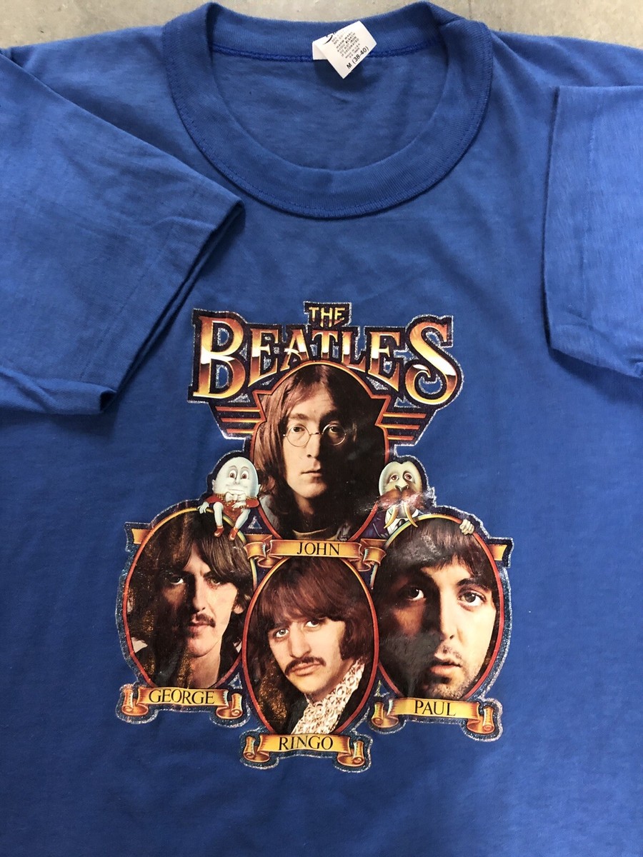 Vintage 80's The Beatles Faces Image Print Band T-Shirt Adult