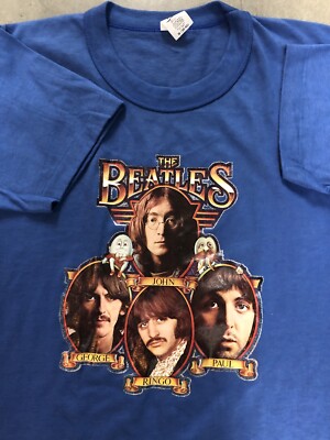 Vintage 80's The Beatles Faces Image Print Band T-Shirt Adult
