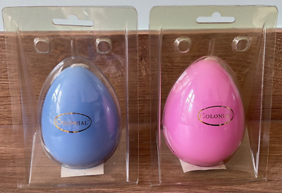 2 Kerzen in Eiform im Kolonialstil - rosa und blau - originalverpackt
