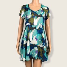 Show Me Your Mumu SMYM Boyd Babydoll Mini Dress SMALL Blue Tulips Floral Print