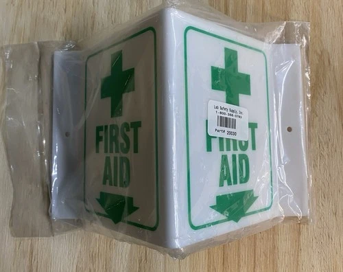 Lot of 5 FIRST AID Sign High Visibility Small Green  - product listing photo