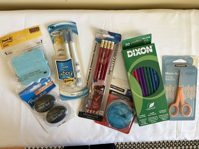 School Supply Bundle Lot Post It Fiskars Scissors Dixon Pencils Erasers Flags