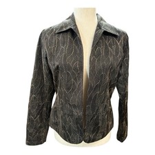 Chicos Women Gold Leaf Blazer Jacket Size Tag Missing Black Gold Stitching L1046