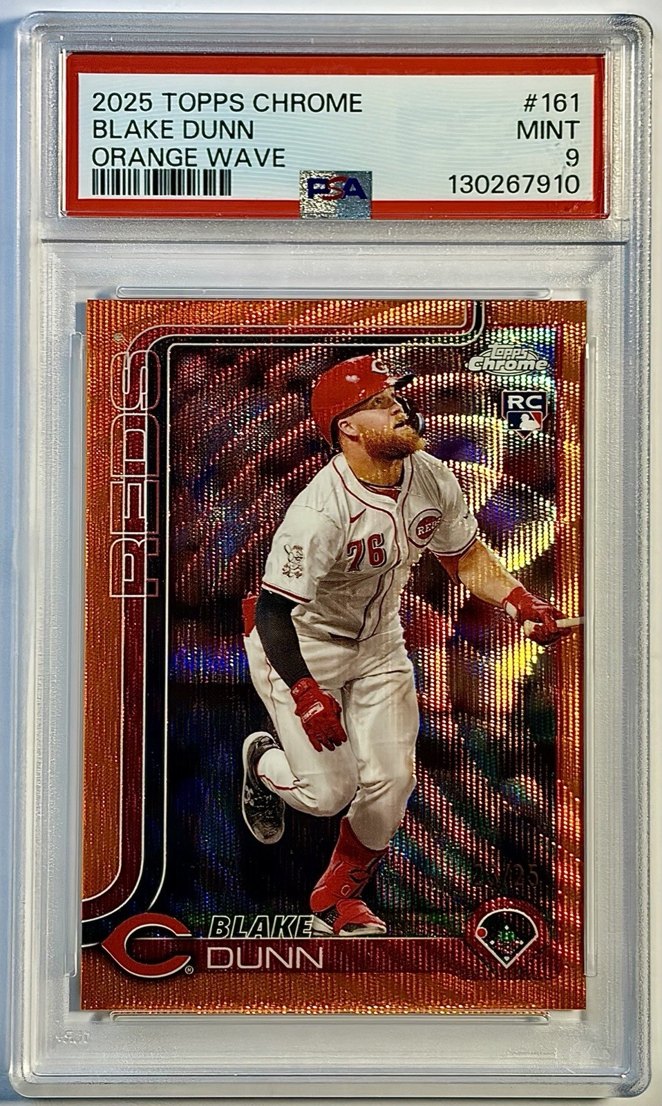 2025 Topps Chrome Orange Wave Refractor 23/25 Blake Dunn #161 REDS