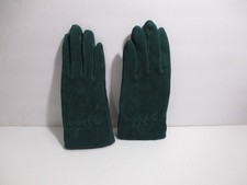 VTG Womens Sueded Leather Gloves Forest Green Lined Size - S