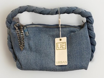 Urban Expressions Denim Shoulder Bag Braided Handle Chain Strap NWT