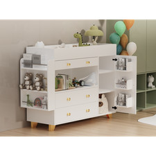 Changing Table Modern Dresser with Wide Table Top 3Drawers White Drawer Dresser