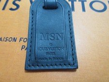 Louis Vuitton Luggage Tag Small Black Leather w/ brass hardware  MSN initials