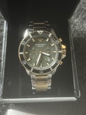 Emporio Armani World Explorer Solar 43.5mm Stainless Steel and Yellow Gold Tone